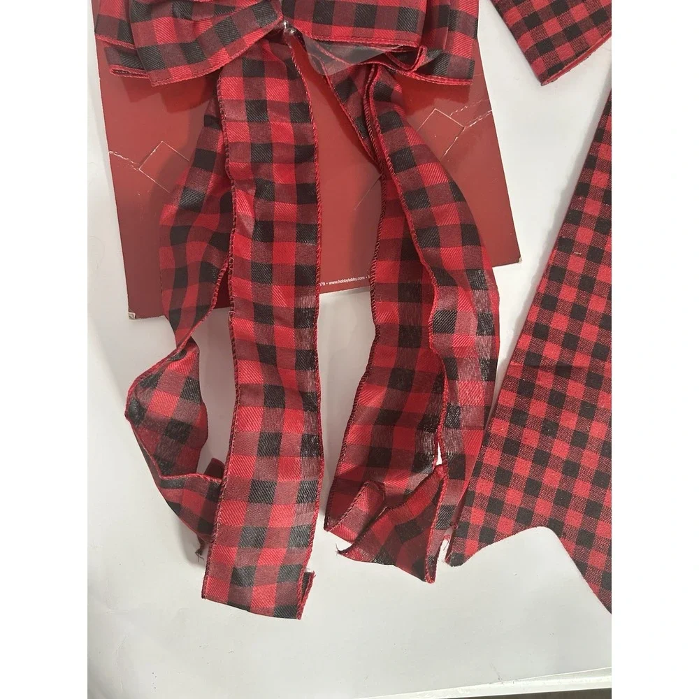2‎ XL Red Black Buffalo Plaid Christmas Bows Crafting Wreaths Tree Farmhouse